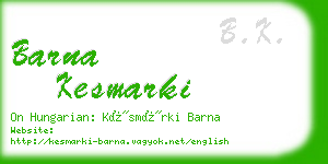 barna kesmarki business card